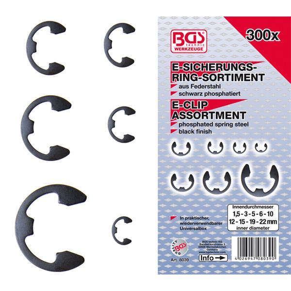 BGS 8039 Metric E-Clip Assortment, 1.5 - 22 mm, 30 0 pcs.