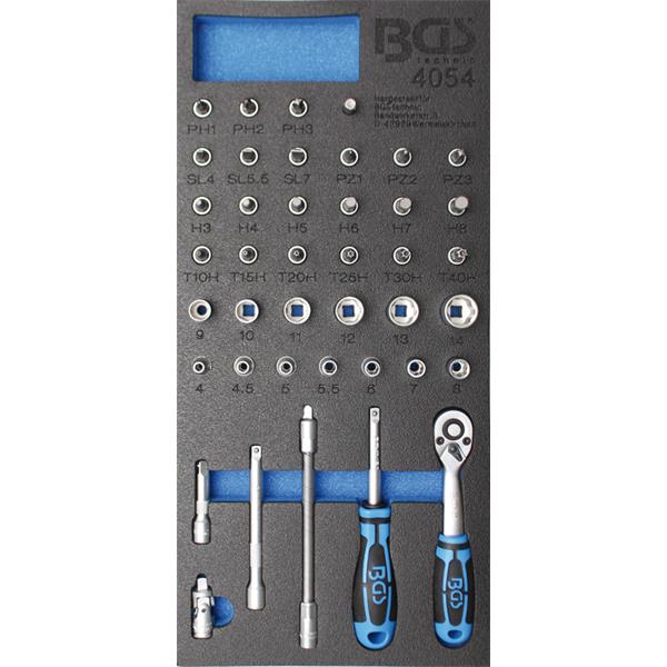 BGS 4054 Tool Tray 1/3: Socket Set, 6.3 mm (1/4 ") , 41 pcs.