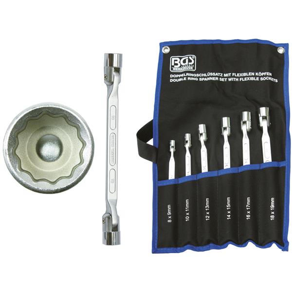 BGS 1201 Double Ring Spanner Set with flexible Hea ds, 6 pcs.