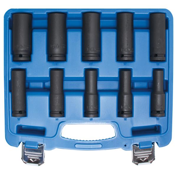 BGS 5206 Impact Socket Set, Hexagon, deep, 12.5 mm (1/2") Drive, 10 - 24 mm, 10 pcs.