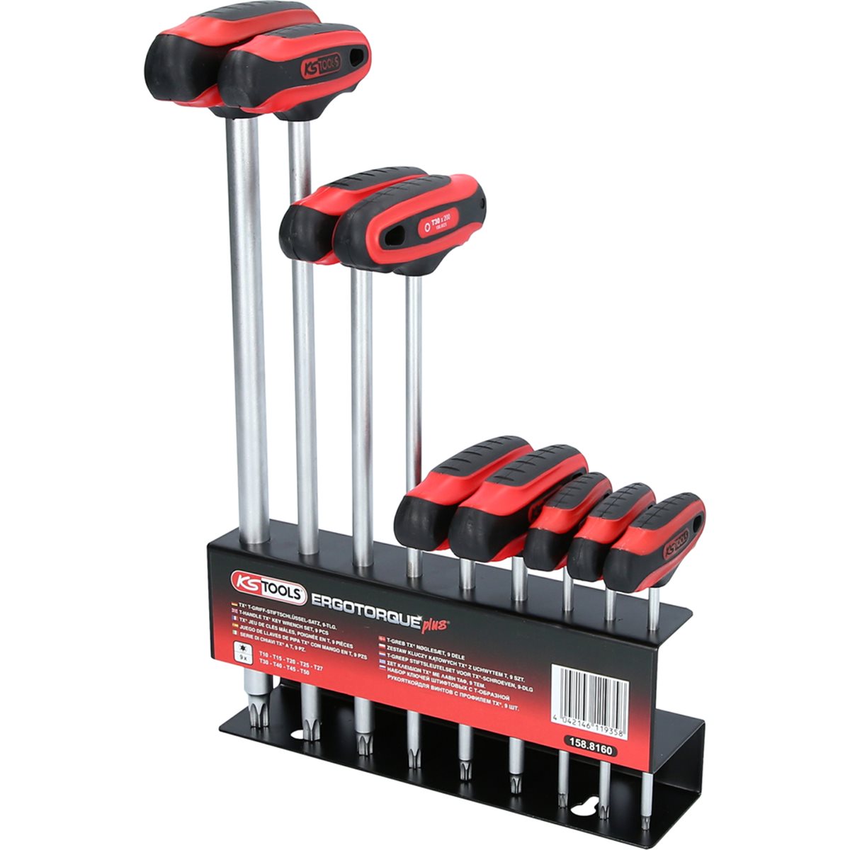 KS-Tools 158.8160 ERGOTORQUEplus T-handle Torx key wrench set, 9 pcs