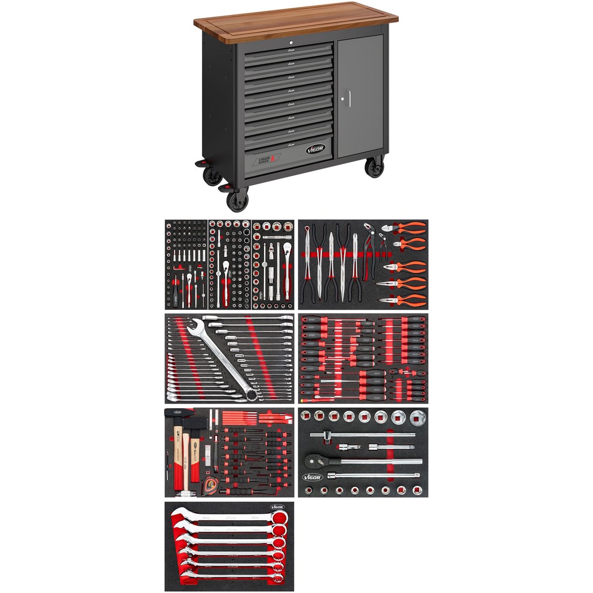 Vigor V4813/NKW Mobile Werkbank Series L 336-tlg. 