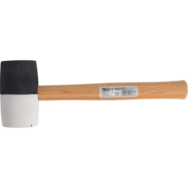 BGS 1969 Rubber Mallet, Hickory Handle, black / wh ite Head, Ø 63 mm, 840 g