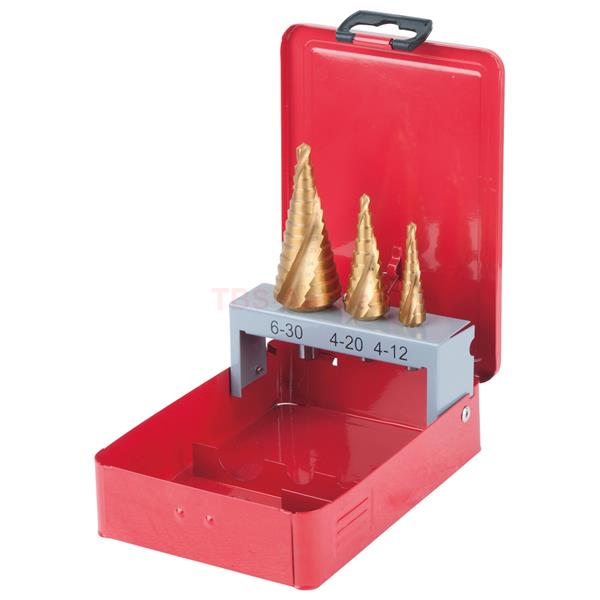 KS-Tools 330.2423 HSS TiN Stufenbohrer-Satz,3-tlg. 