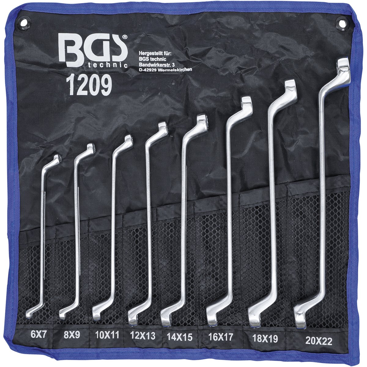 BGS 1209 Double Ring Spanner Set, offset, 6 x 7 - 20 x 22 mm, 8 pcs.