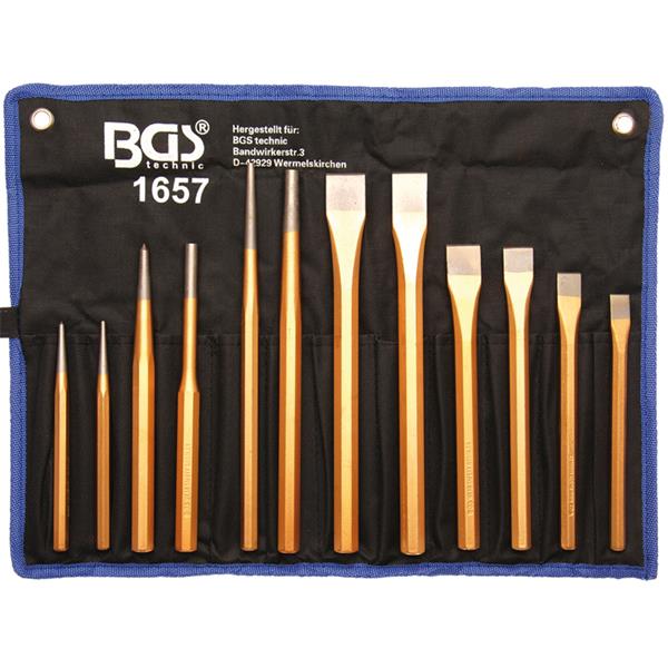 BGS 1657 Pin Punch / Chisel / Centre Punch Set, 12 pcs.