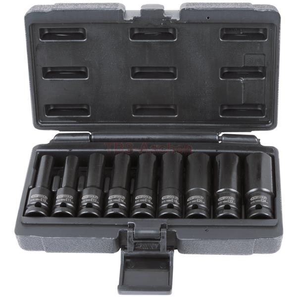 KS-Tools 515.1050 Impact socket set ETorx,9 pcs,1/ 2",E10-E24