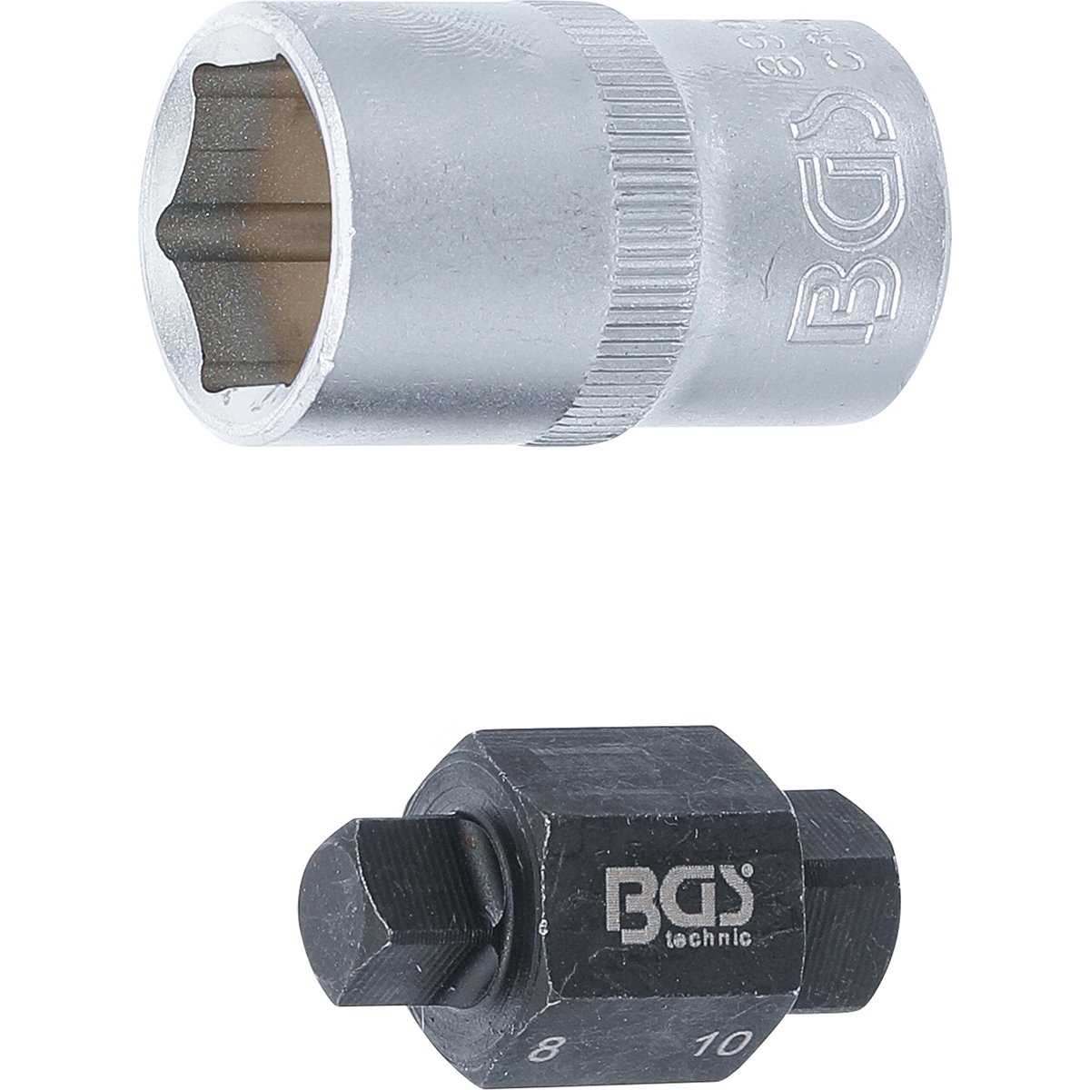 BGS 8991 Oil Drain Plug Socket, 4-pt., 8 mm / 10 m m