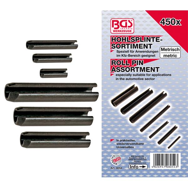 BGS 8054 Roll Pin Assortment, 450 pcs. 