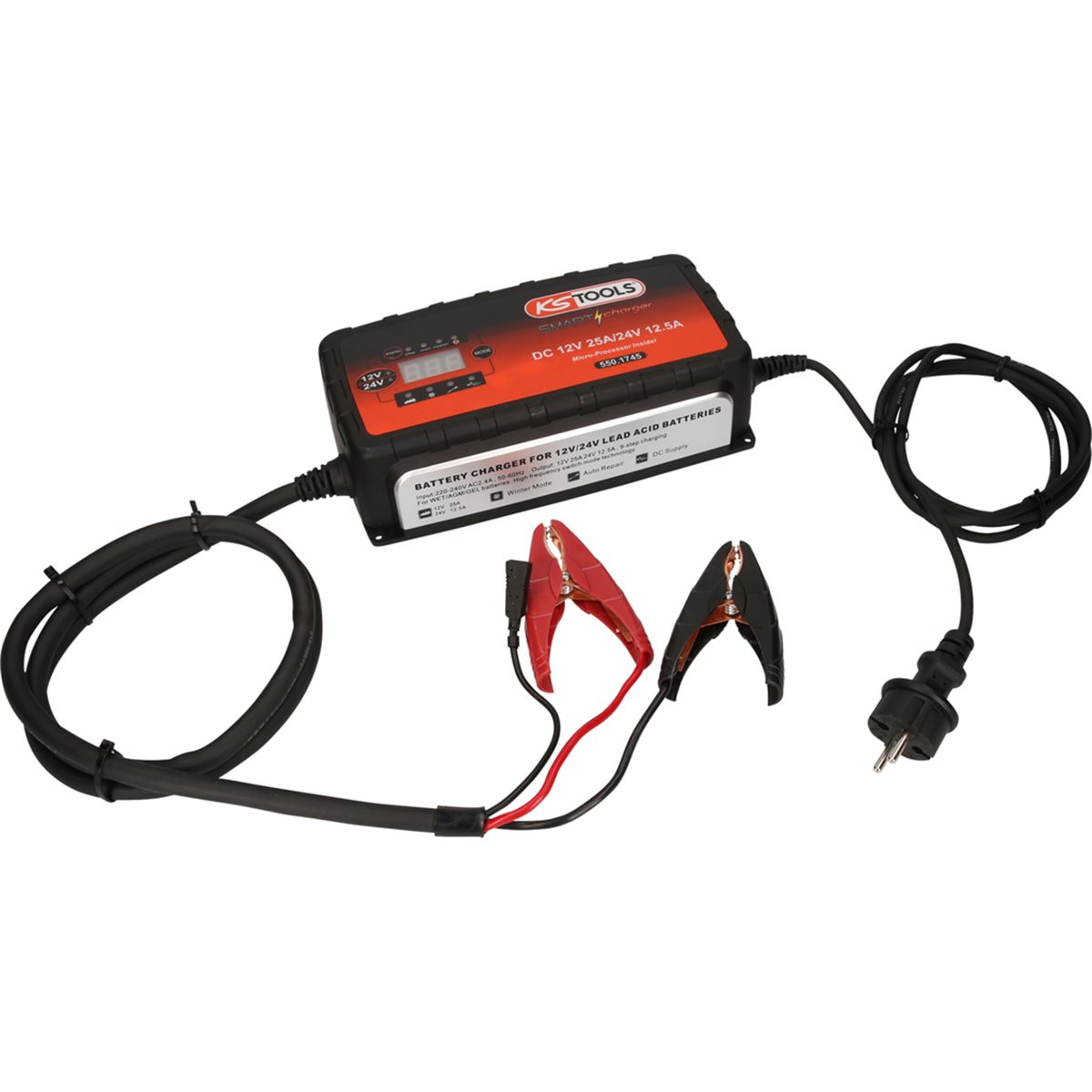 KS-Tools 550.1745 12V + 24V SMARTcharger Hochfrequ enz-Batterieladegerät 25A/12,5A