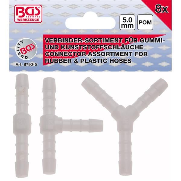 BGS 8790-5 Hose Connector Assortment, Fuel Resista nt, 5 mm, 8 pcs.