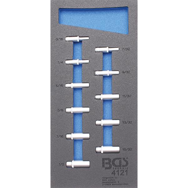 BGS 4121 Werkstattwageneinlage 1/3: Steckschlüssel -Einsätze Sechskant, 6,3 mm (1/4"), in Zollgrößen,