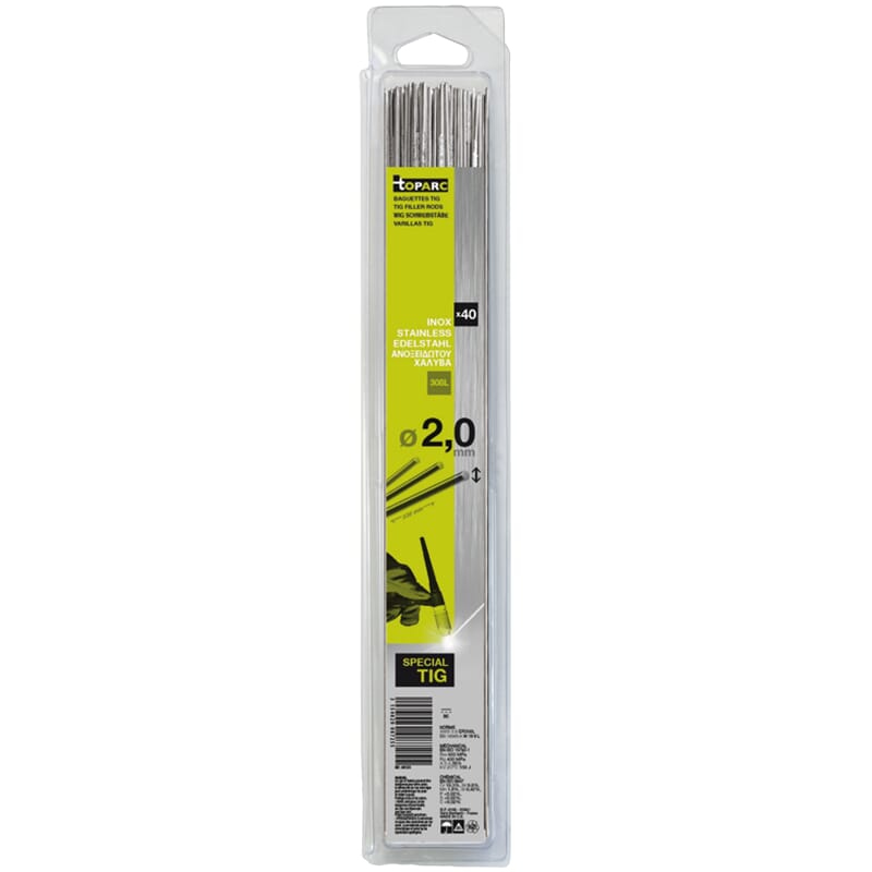 WIG Schweißstäbe Edelstahl Ø 2,0 mm 40 Stück Länge: 330 mm, 308 L, in Blisterverpackung