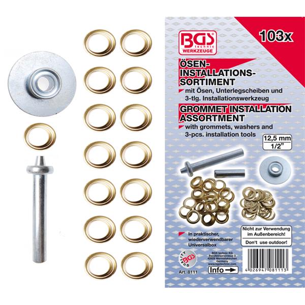 BGS 8111 Grommet Installation Assortment, 103 pcs. 