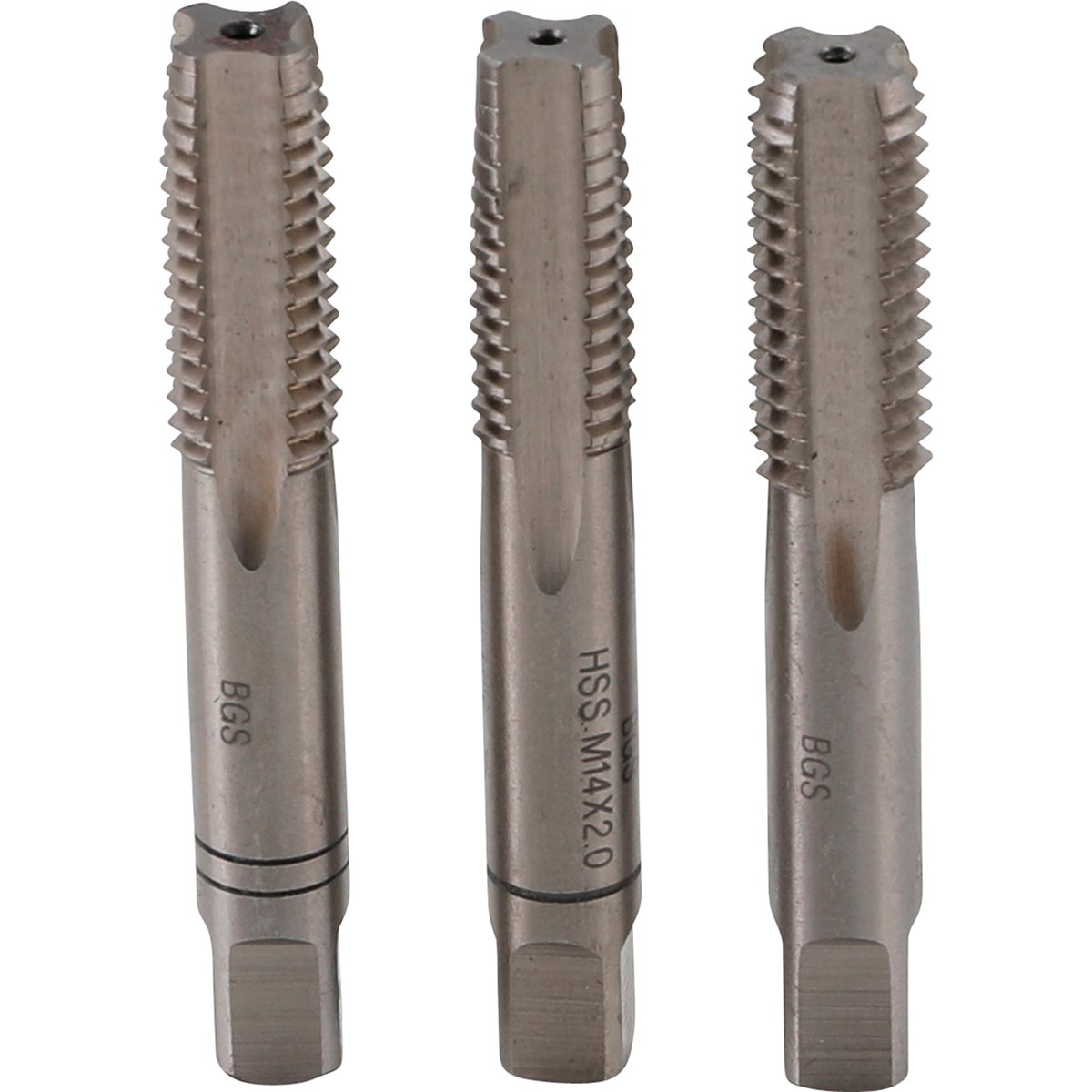 BGS 927 Tap Set, Starter. Plug. Bottoming Tap, HSS -G, M14 x 2.0 mm, 3 pcs.