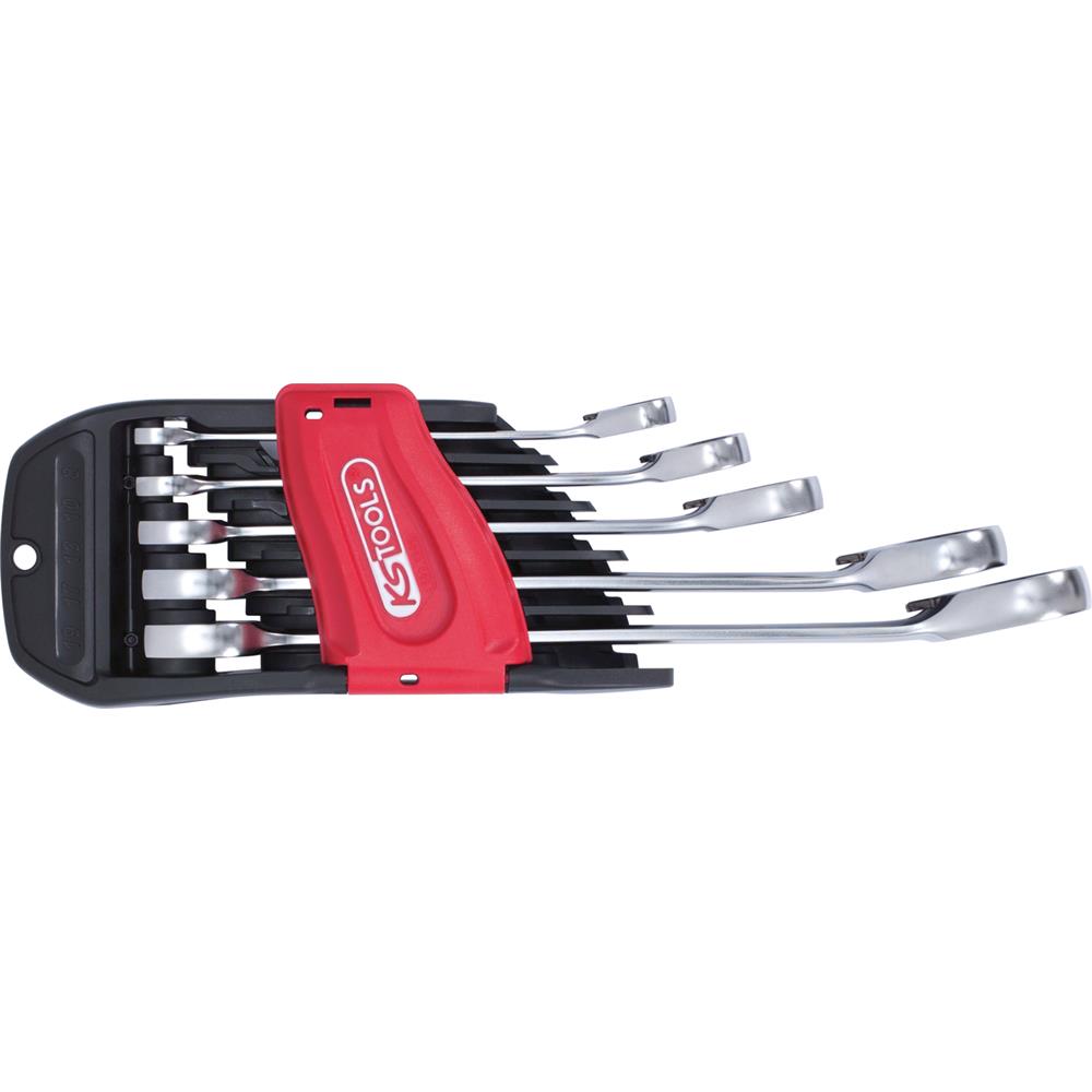 KS-Tools 503.5905-Ringmaulschlüsselsatz, r/l, 5-tl Maul-Ratschenfunktion,5-tlg., umschaltbar