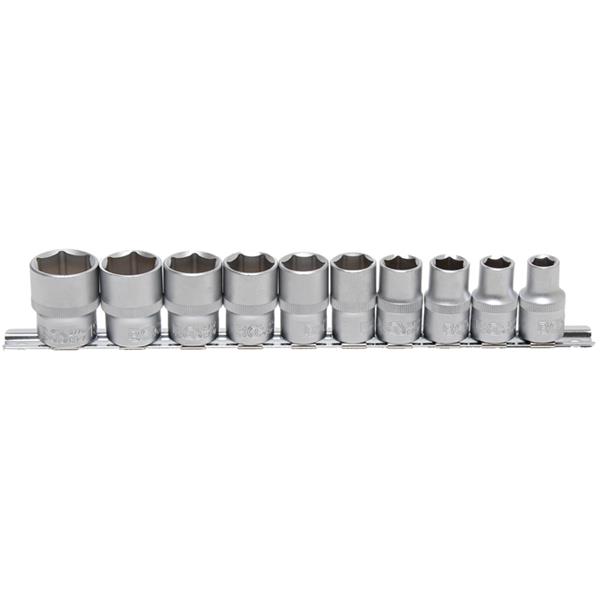 BGS 9113 Socket Set, Hexagon, 12.5 mm (1/2") Drive , Inch Sizes, 10 pcs.