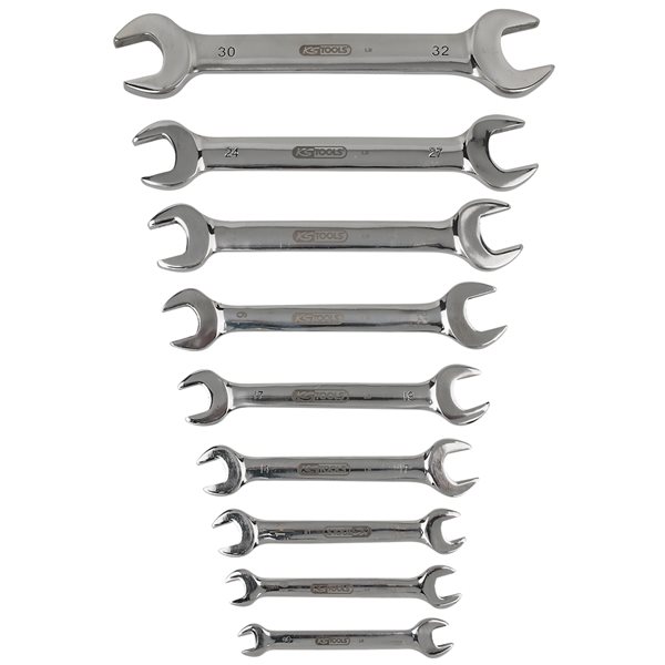 KS-Tools 964.2240 EDELSTAHL Doppel-Maulschlüssel-S atz, 9-tlg., abgewinkelt