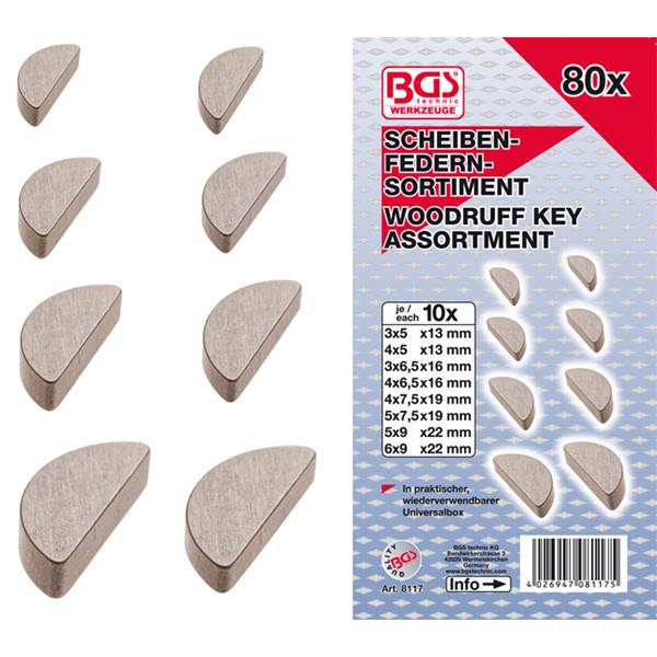 BGS 8117 Woodruff Key Assortment, 80 pcs. 