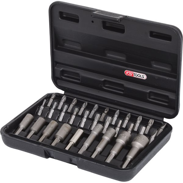 KS-Tools 122.2100 CLASSIC Bit and drive socket set , 31 pcs, 1/4"