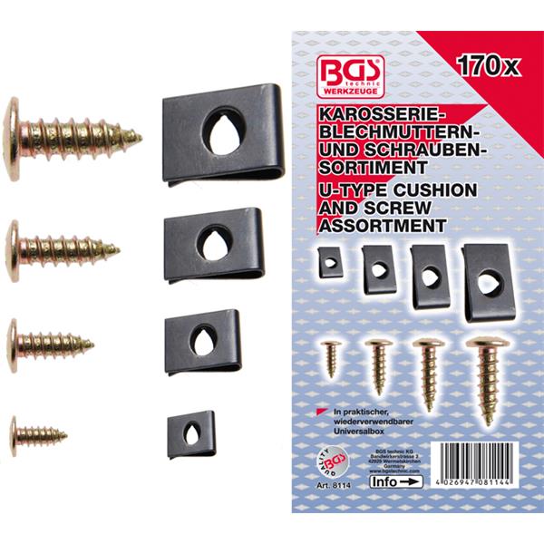 BGS 8114 U-Type Cushion and Screw Assortment, 170 pcs.