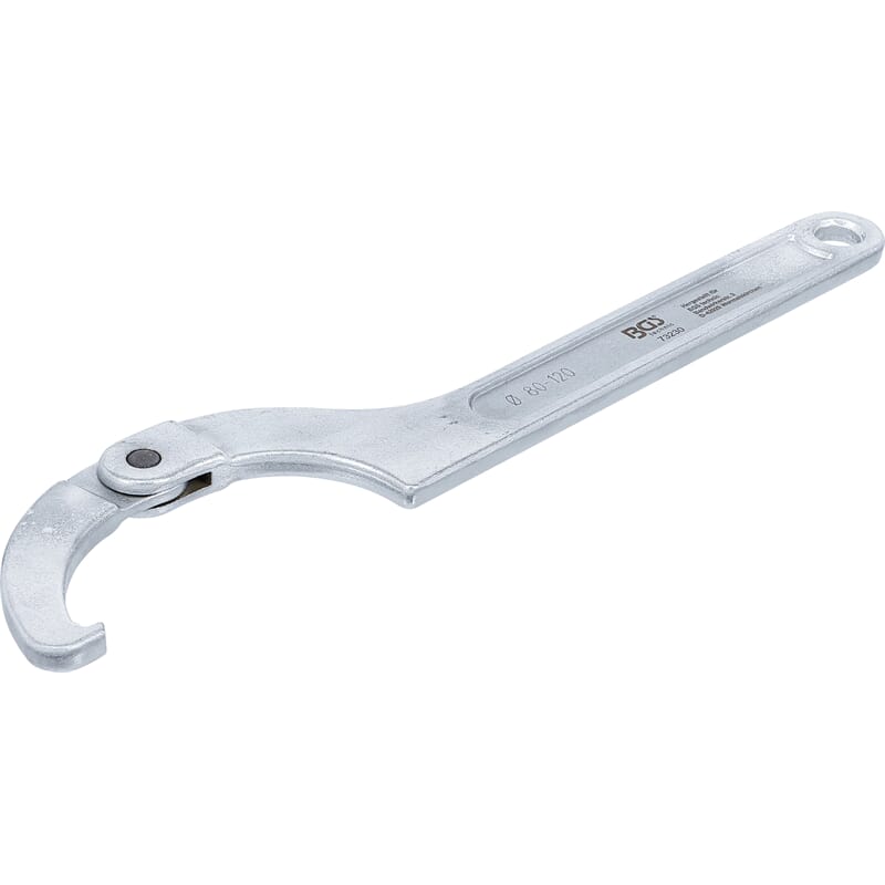 BGS 73230 Adjustable Hook Wrench with Nose, 80 - 1 20 mm