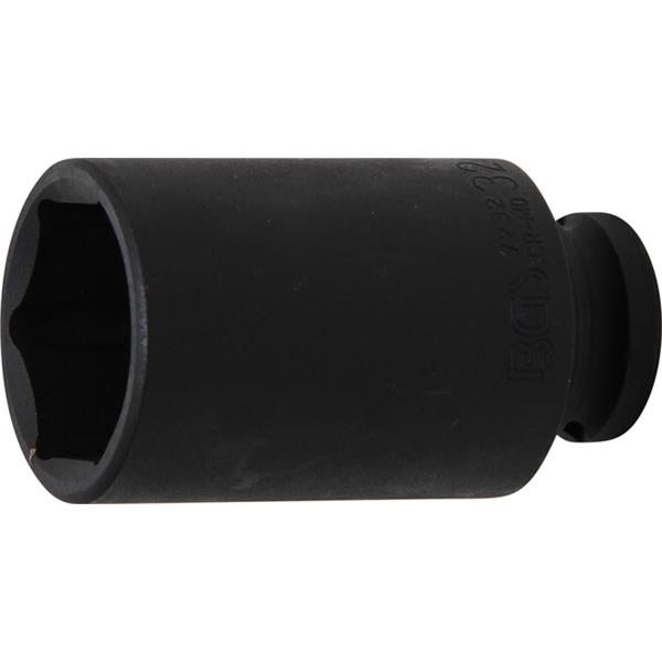 BGS 7232 Kraft-Steckschlüssel-Einsatz 1/2 6kt 32mm tief, Antrieb Innenvierkant 12,5 mm (1/2")