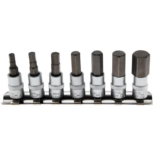 BGS 2161 Bit Socket Set, 6.3 mm (1/4") Drive, inte rnal Hexagon 4 - 12 mm, 7 pcs.