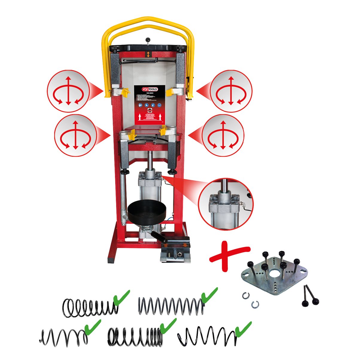 KS-Tools 500.8805 Druckluft-Stand-Federspanner ink l. Adapterplatte