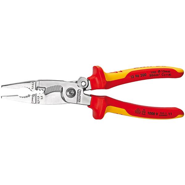Knipex 13 96 200 Pliers for Electrical Installation chrome plated 200 mm