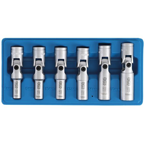 BGS 2990 Universal Joint Glow Plug Set, Hexagon, 1 0 mm (3/8") Drive, 8-16 mm, 6 pcs.