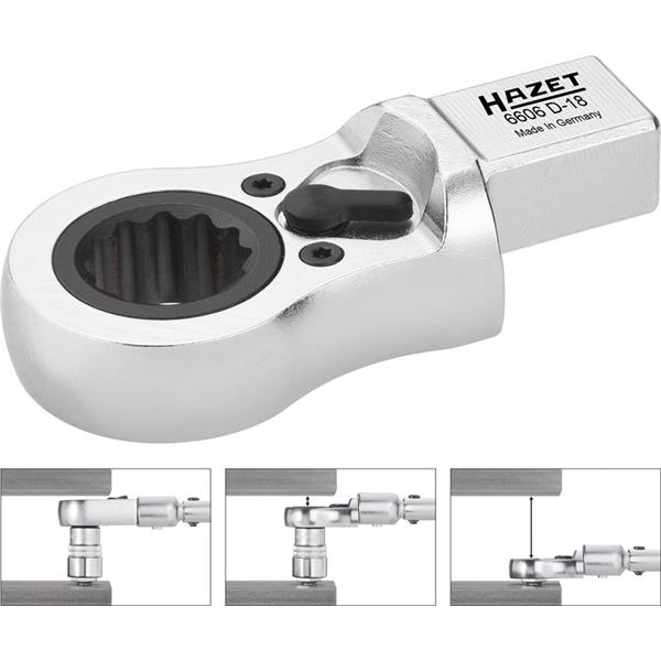 Hazet 6606D-17 Einsteck Ratschen-Ringschlüssel SW 17, 14x18 mm