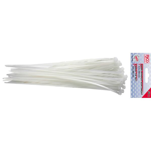 BGS 1788 Cable Tie Set, white, 4.8 x 250 mm, 50 pc s.