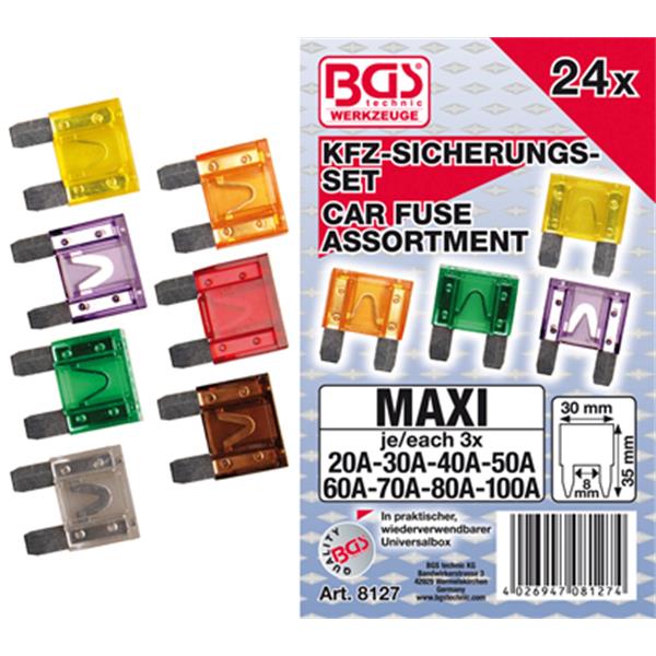 BGS 8127 Car Fuse Assortment, Maxi, 24 pcs. 