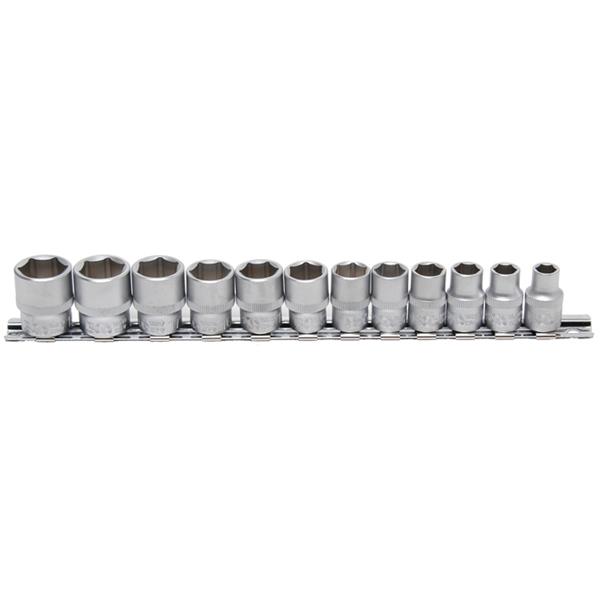 BGS 9104 Socket Set, Hexagon, 10 mm (3/8") Drive, 8 - 19 mm, 12 pcs.