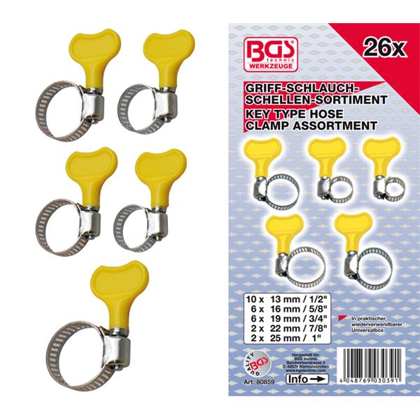 BGS 80859 Handle Hose Clamps Assortment, 26 pcs. 