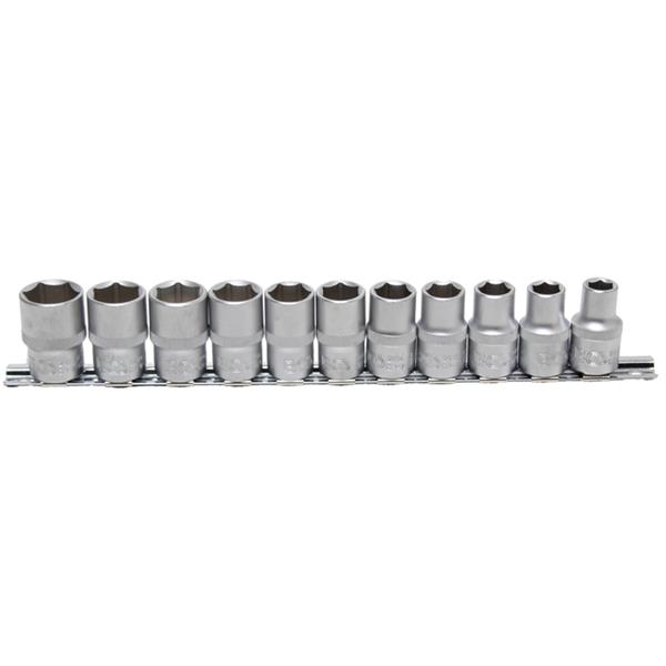 BGS 9106 Socket Set, Hexagon, 12.5 mm (1/2") Drive , 10 - 21 mm, 11 pcs.