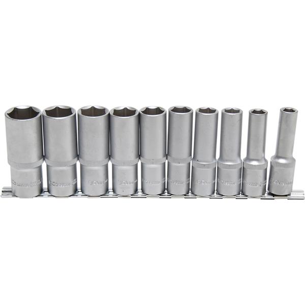 BGS 2435 Socket Set, Hexagon, deep, 12.5 mm (1/2") Drive, Inch Sizes, 10 pcs.