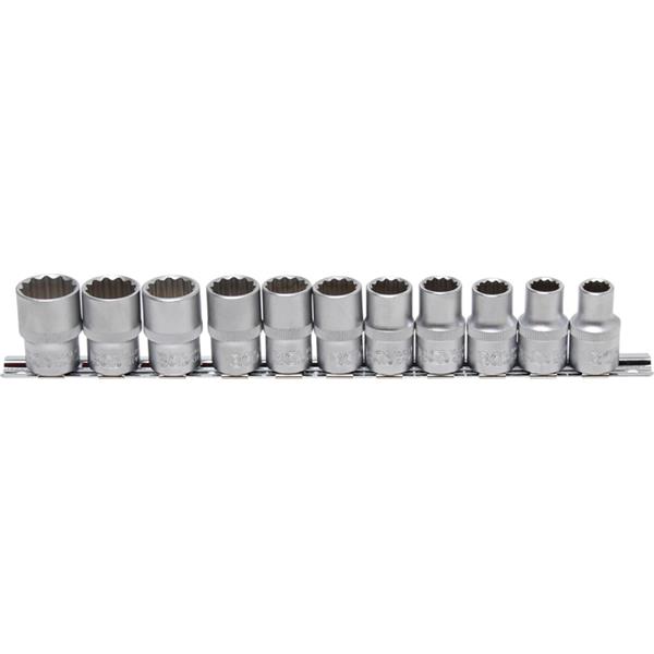 BGS 9107 Socket Set, 12-point, 12.5 mm (1/2") Driv e, 10 - 21 mm, 11 pcs.