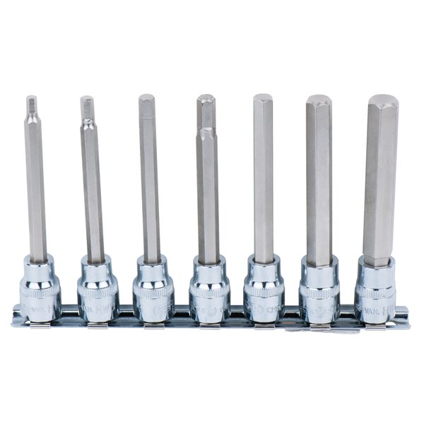 KS-Tools 918.3960 3/8" CHROMEplus Bit socket set h exagon, 7 pcs 4-12mm,long