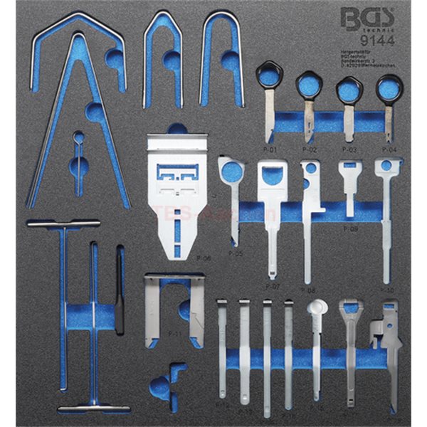 BGS 9144 Tool Tray 2/3: Radio Removal Tool Set, 52 pcs.