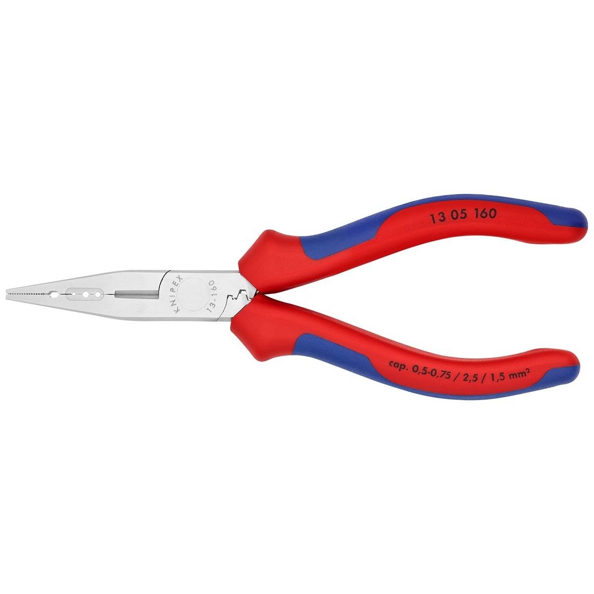 Knipex 13 05 160 Electricians' Pliers chrome plated with multi-component grips 160 mm