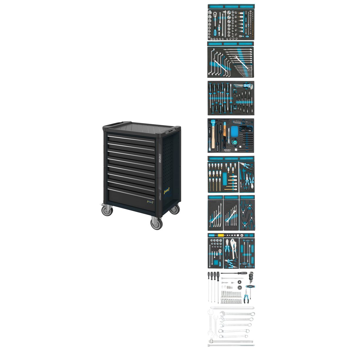 Hazet 179N-8-RAL7021/300 Werkstattwagen Mit Sortim ent