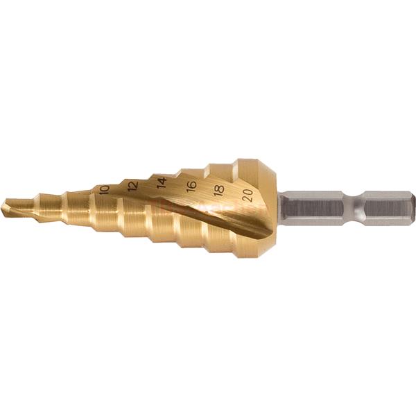 KS-Tools 330.2384 1/4" HSS-TiN Stufenbohrer-Bit, 