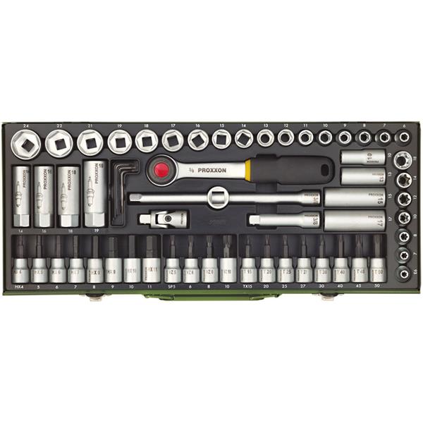 Proxxon 23112 65-piece socket set 3/8'' ratchet 