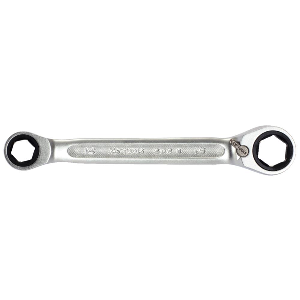 KS-Tools 503.4513 Umschalt-Doppel-Ringratschenschl üssel SW 14 x 19 mm, mit Einsatz-Haltefeder