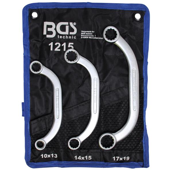 BGS 1215 Obstruction Ring Spanner Set, 10 x 13 - 1 7 x 19 mm, 3 pcs.