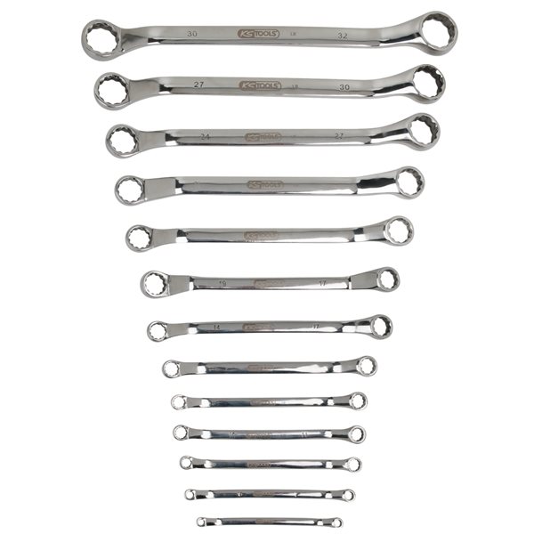 KS-Tools 964.1150 EDELSTAHL Doppel-Ringschlüssel-S atz, gekröpft, 13-tlg.