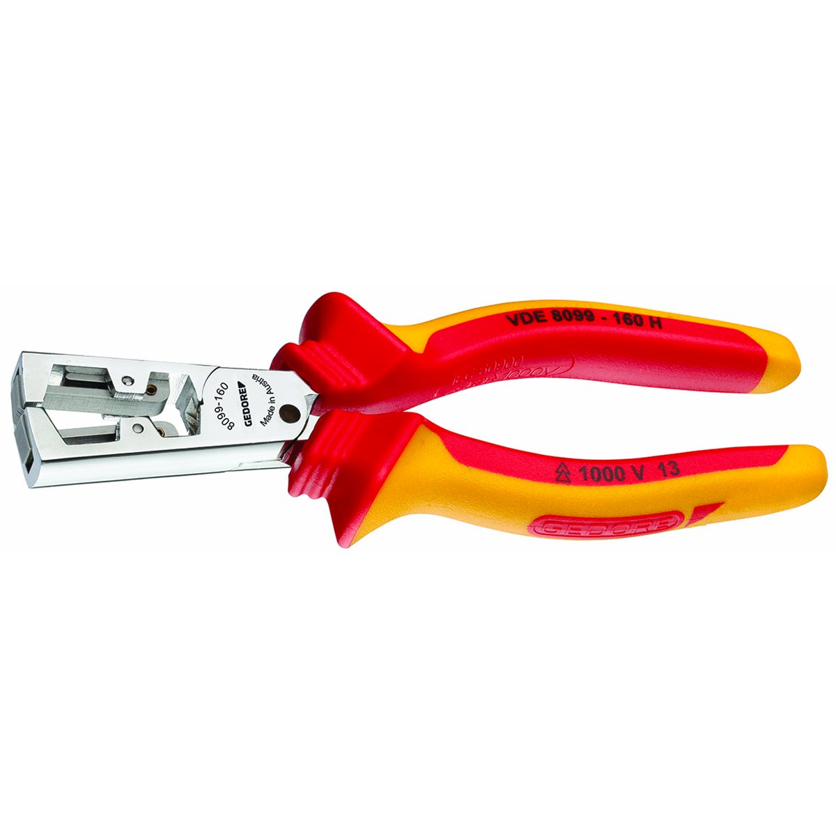 Gedore VDE 8099-160 H VDE Stripping pliers STRIP-F IX with VDE insulating sleeves 160 mm