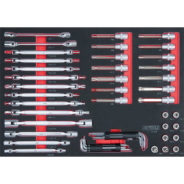 KS-Tools 711.0053 SCS wrench set, 53 pcs, 1/1 syst em insert